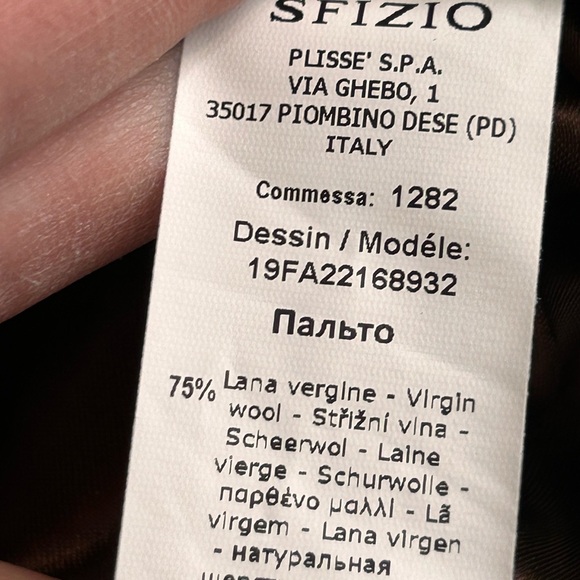 NWOT SFIZIO Wool Blend Funnelneck Coat, size Small - Picture 10 of 10